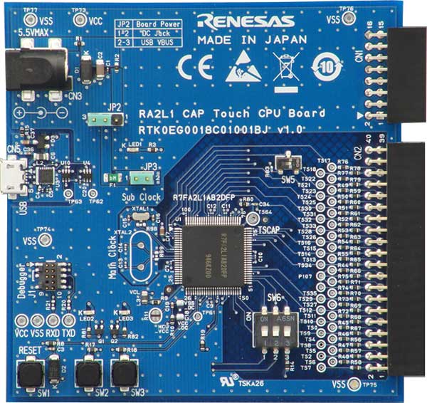 Renesas RA2L1 Capacitive Touch CPU Board