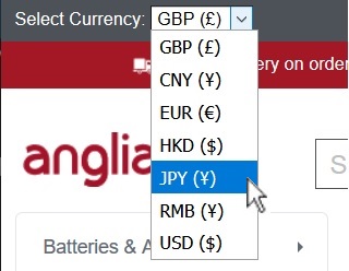 Currency Select Dropdown